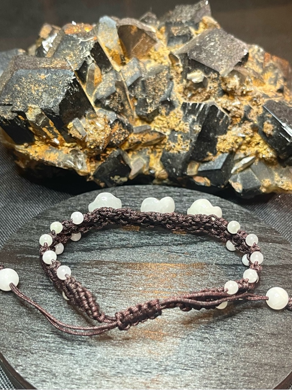 🌑Genuine Jadeite Adjustable Macrame Bracelet🌑 - Picture 3 of 3